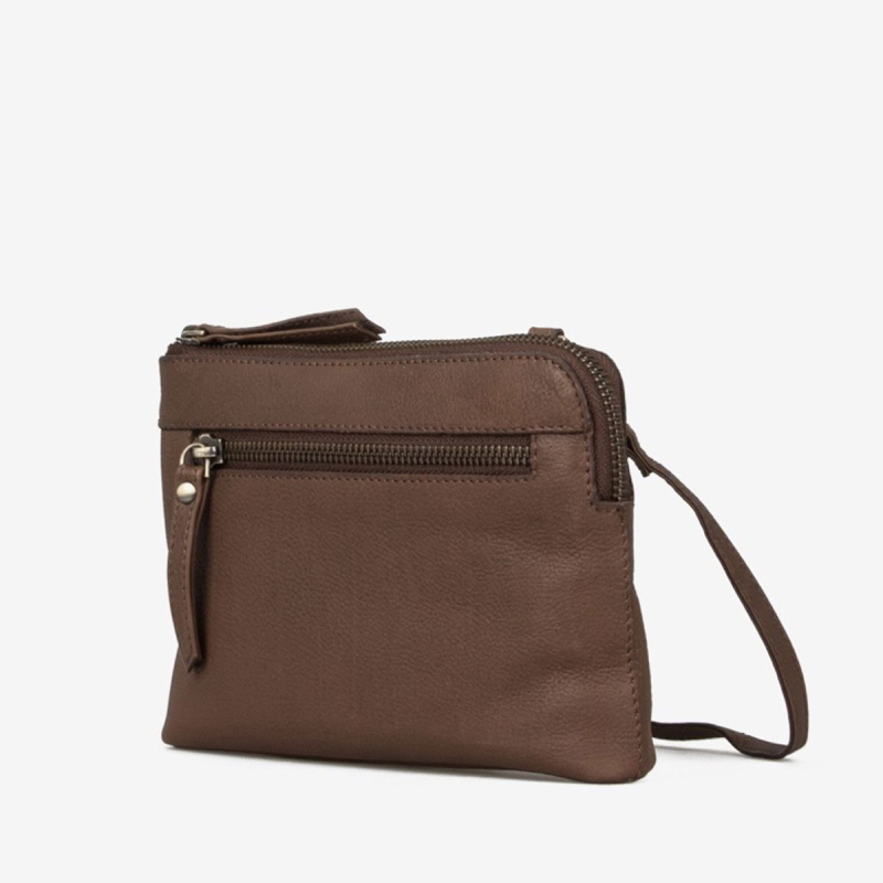 Nanna crossbody-mobilväska - Mjukt brunt skinn - Treats
