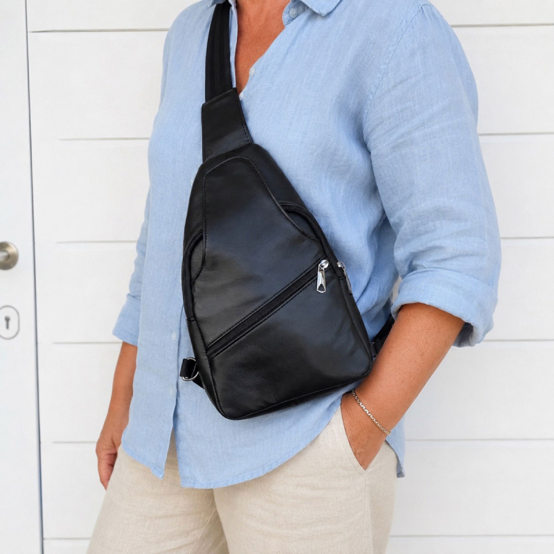 Unisex Toronto sleekbag av lammskinn - Sida justerbar - Freja skinn