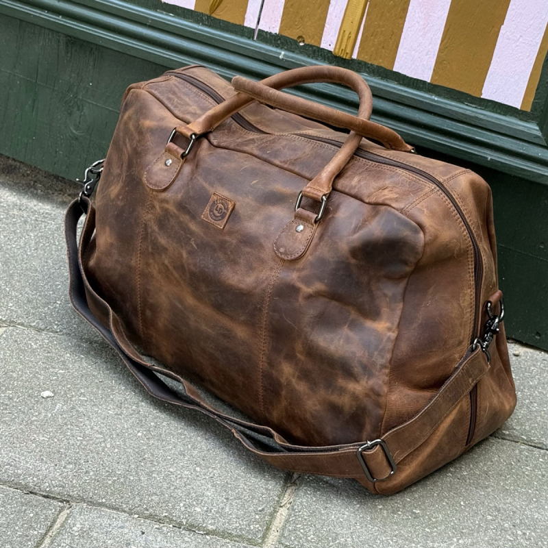 Toscana weekendväska i brun buffelläder - Läckert kvalitet