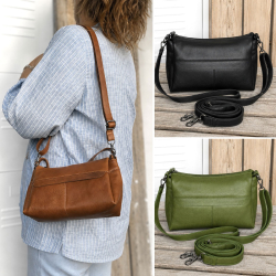 Rosie axelväska med två remmar - mjukt kalvskinn - Leather design - Freja skinn