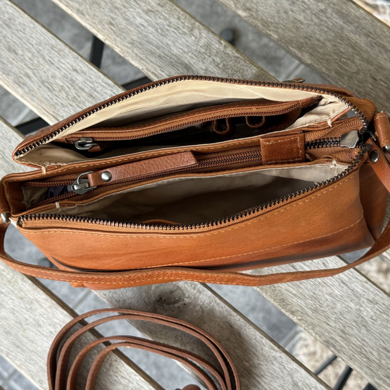 Rosie skuldertaske med to remme - blød kalveskind - Leather design - Freja skind