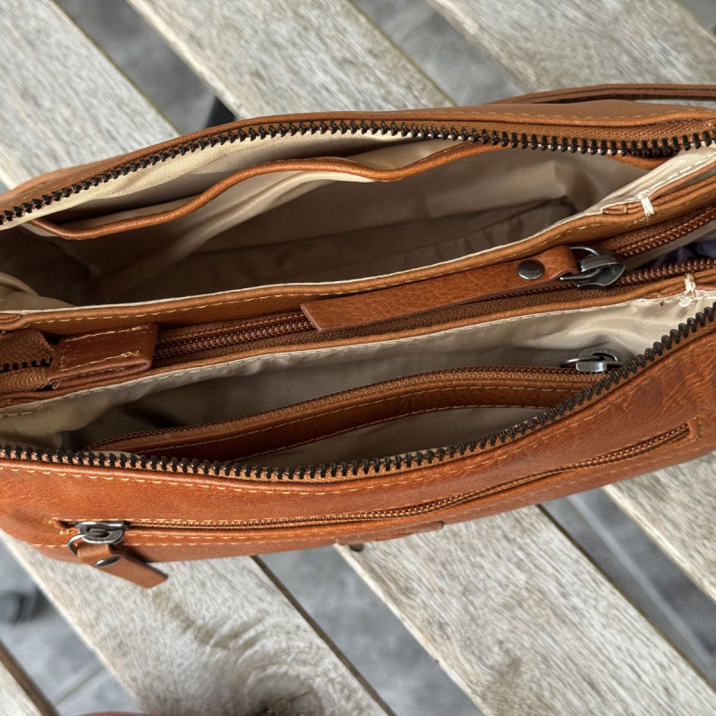 Rosie skuldertaske med to remme - blød kalveskind - Leather design - Freja skind