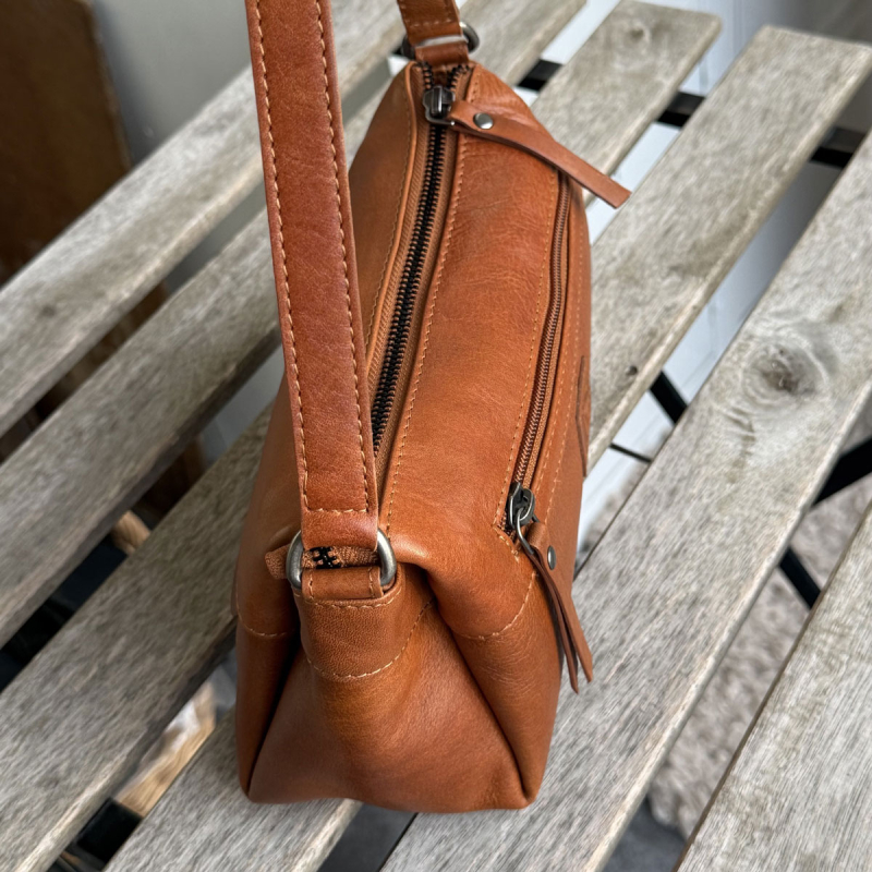 Rosie skuldertaske med to remme - blød kalveskind - Leather design - Freja skind