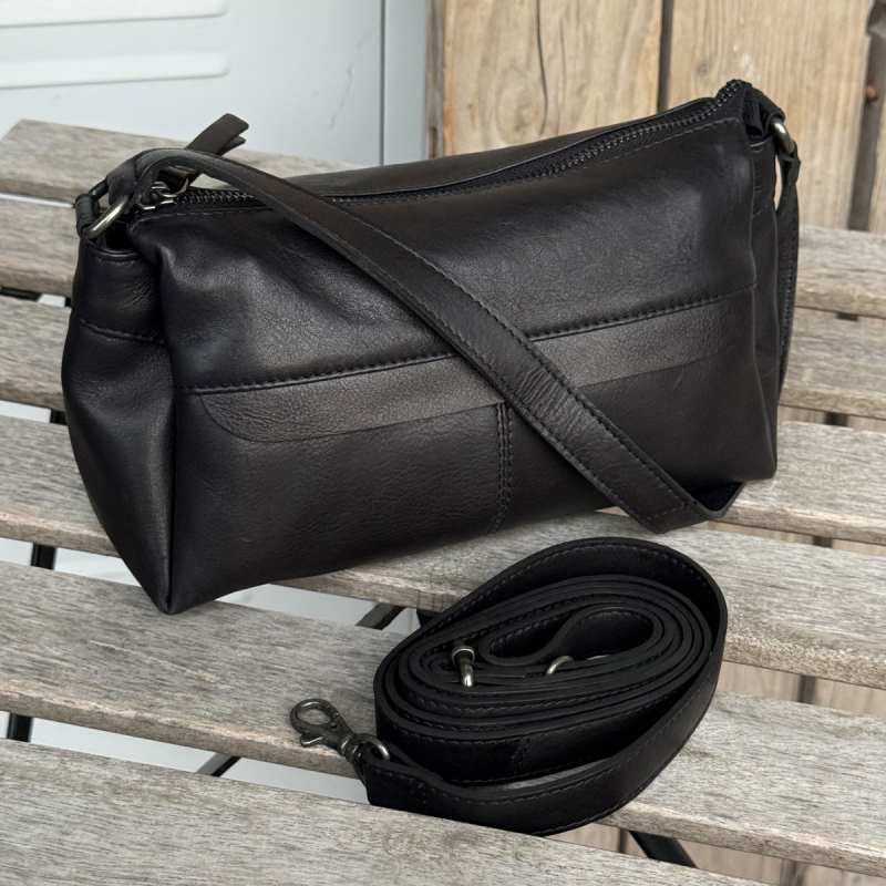 Rosie skuldertaske med to remme - blød kalveskind - Leather design - Freja skind
