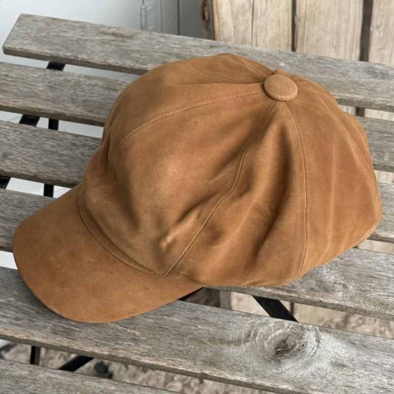 Freja suede dame skindhat i blød camel ruskind - Freja Skind