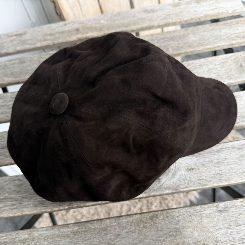 mørk brun Freja suede damehat