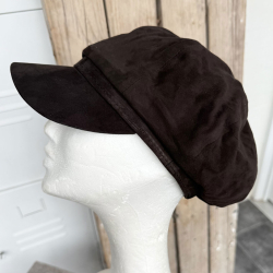 mørk brun Freja suede damehat