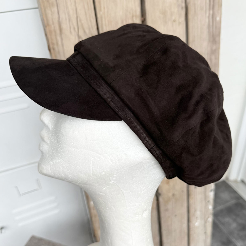 mørk brun Freja suede damehat