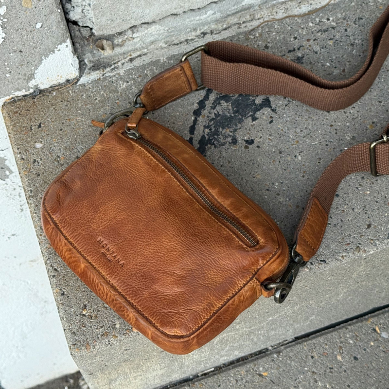 Terry crossbody taske i cognac bøffellæder - Montana - Freja skind