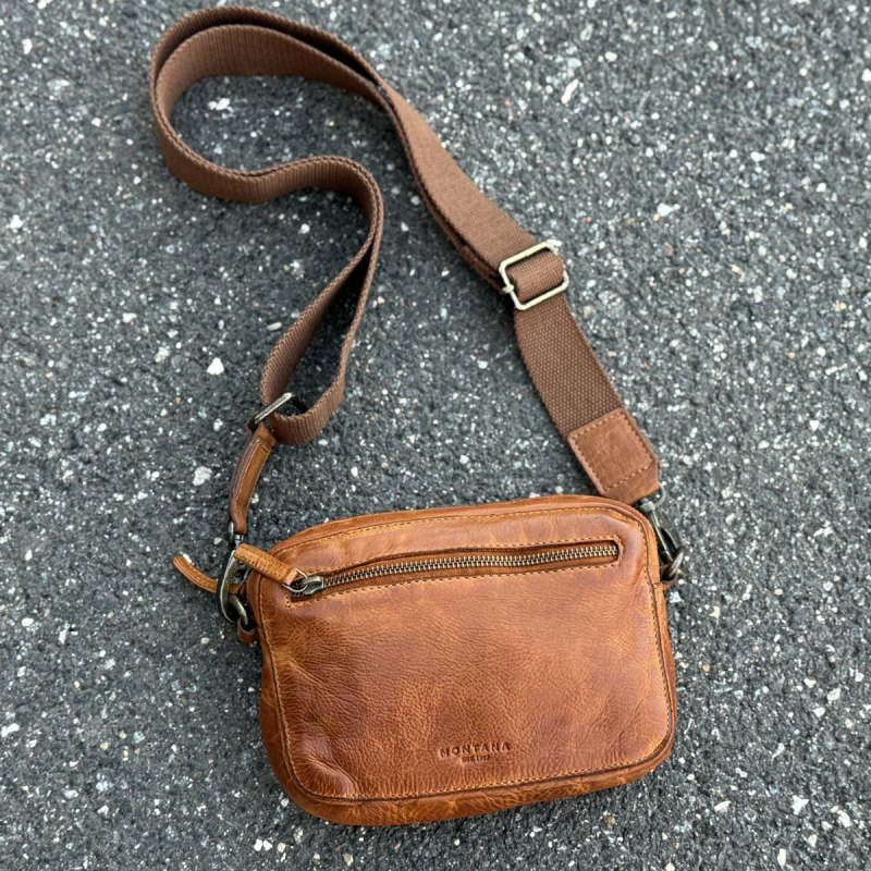 Terry crossbody taske i cognac bøffellæder - Montana - Freja skind