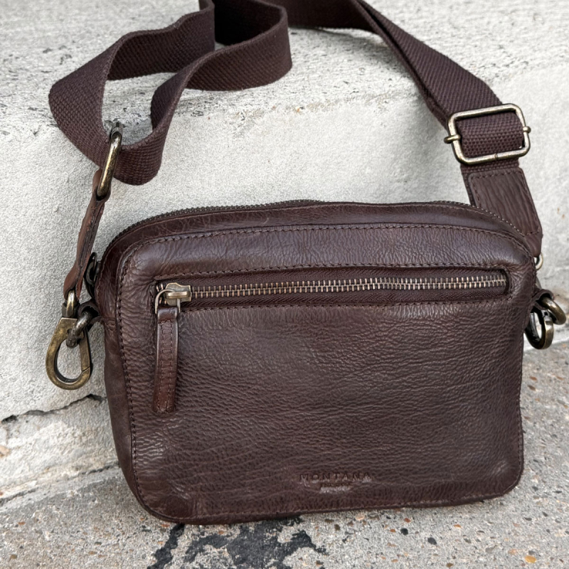 Brun Terry crossbody taske - dame - bøffellæder - Montana - Freja skind