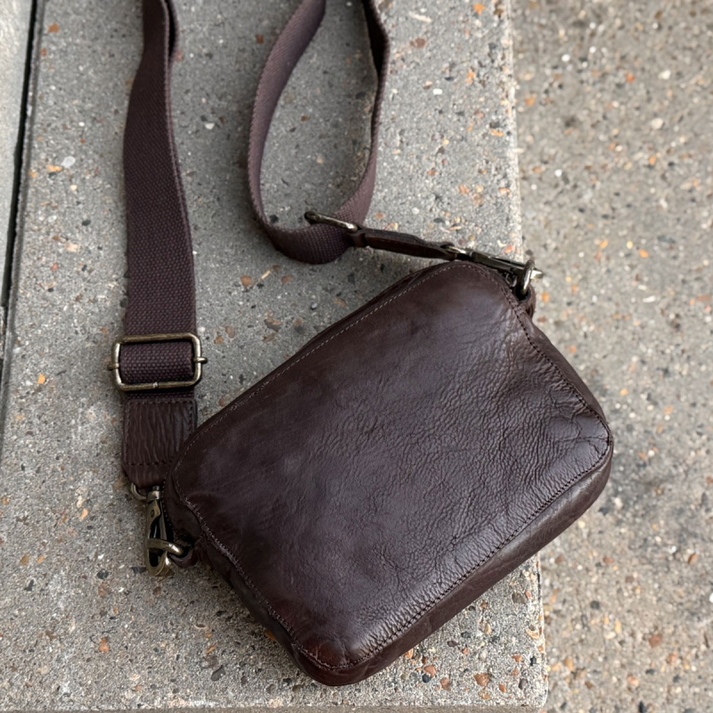 Brun Terry crossbody taske - dame - bøffellæder - Montana - Freja skind