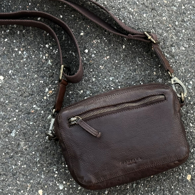 Brun Terry crossbody taske - dame - bøffellæder - Montana - Freja skind