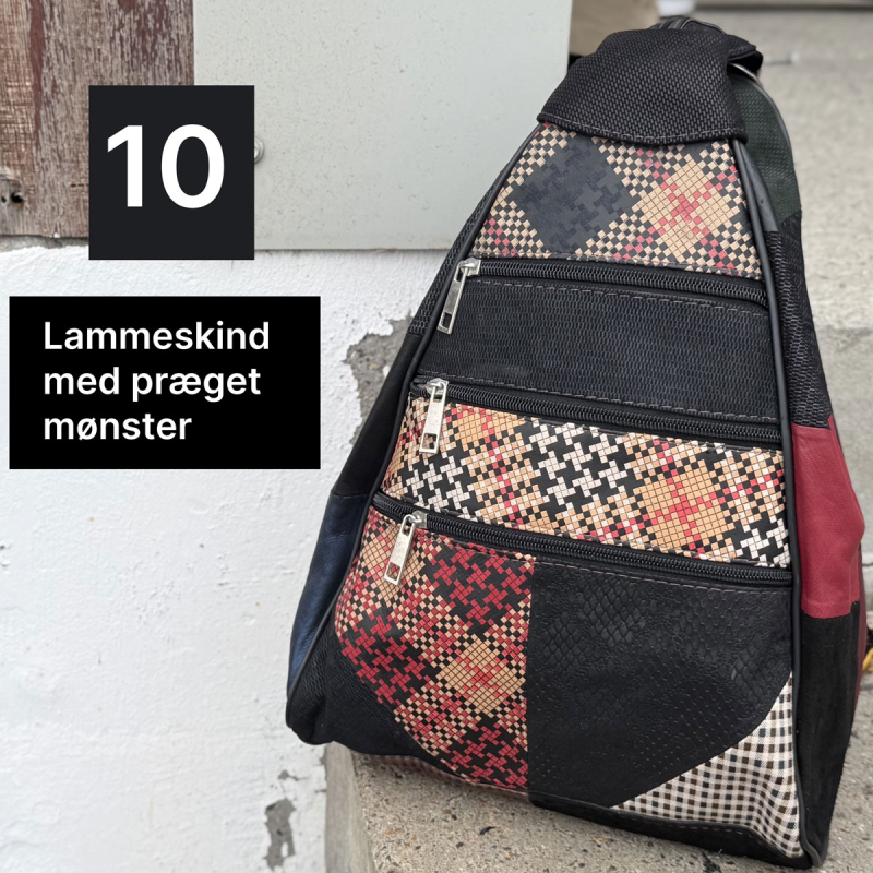 Ryggsäck i multicolor lammskinn från Freja Skind – 2-i-1 väska