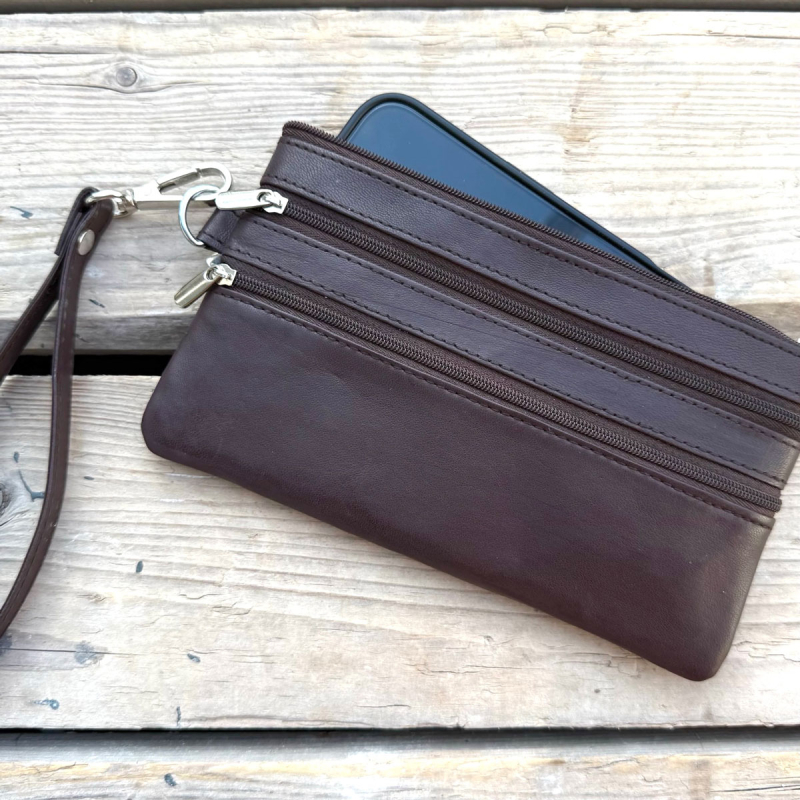 Brun Lovisa clutch - Mjukt lammskinn - Freja skinn