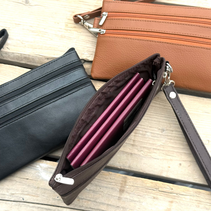Brun Lovisa clutch - Mjukt lammskinn - Freja skinn