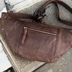 Patineret brun Vivian bumbag fra Orchid - blød gedeskind