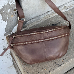 Patineret brun Vivian bumbag fra Orchid - blød gedeskind