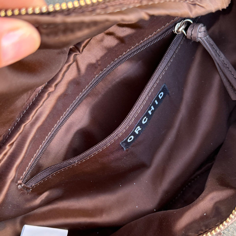 Patineret brun Vivian bumbag fra Orchid - blød gedeskind