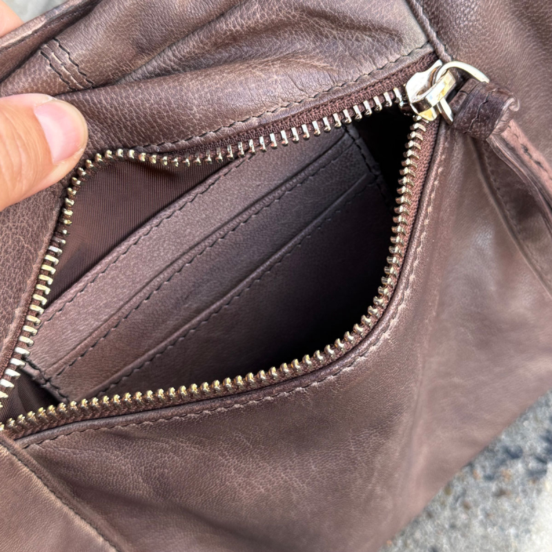 Patineret brun Vivian bumbag fra Orchid - blød gedeskind