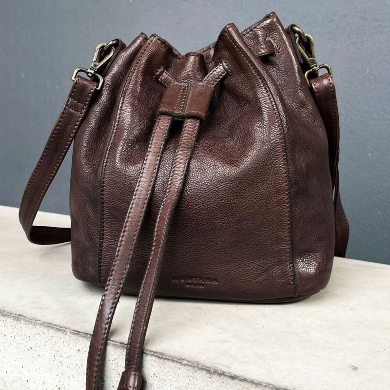 Olive bucket bag - Smart brun taske i bøffelskind - Montana