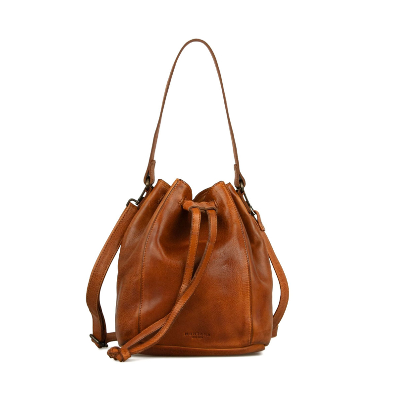 Bucket bag - Olive fra Montana - Cognac bøffelskind - Freja skind