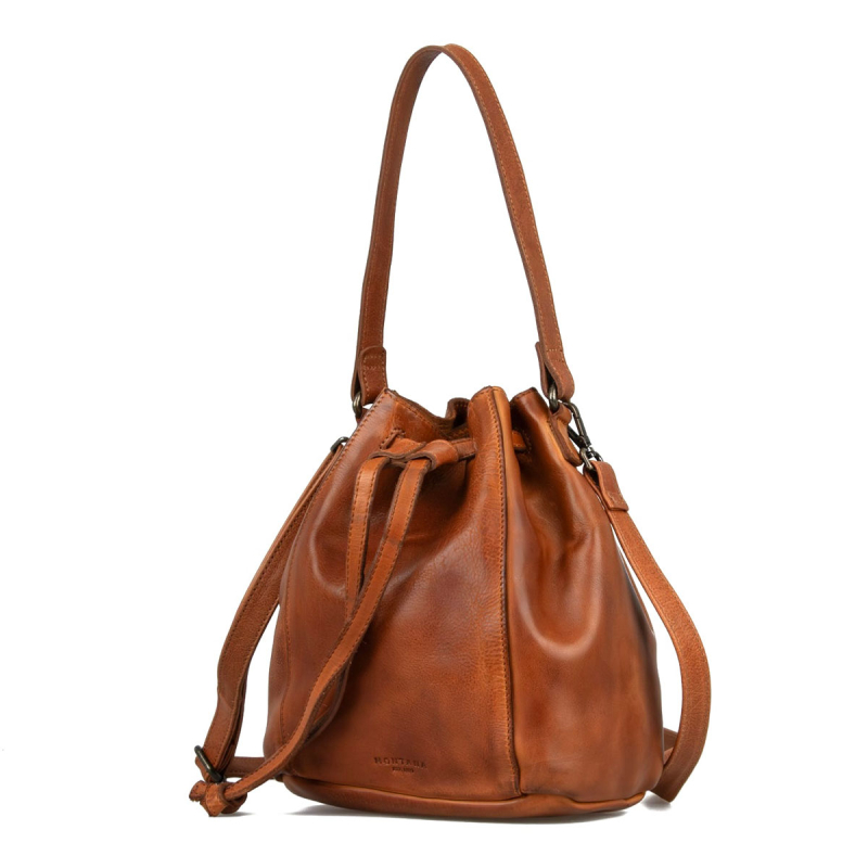 Bucket bag - Olive fra Montana - Cognac bøffelskind - Freja skind