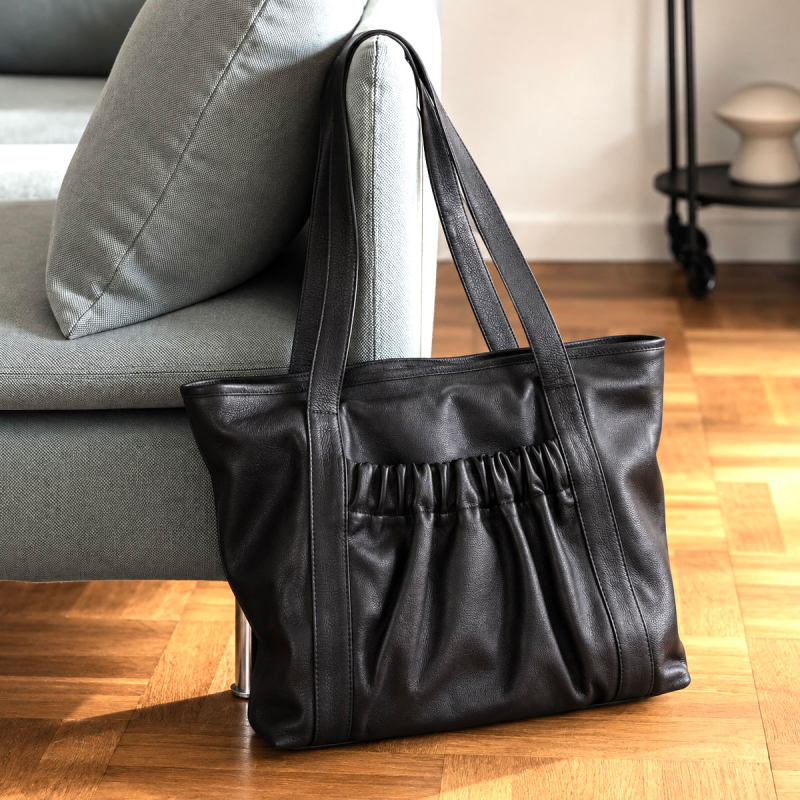 Jessi shopper i blød sort kalveskind - Tilbud - Treats - 282212