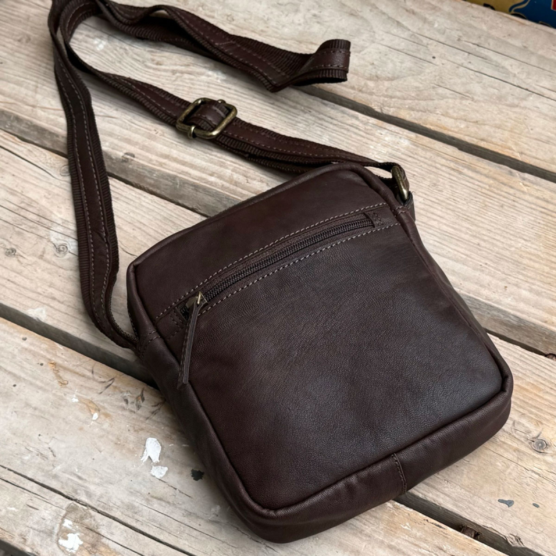 Ystad herre crossbody taske - Blød brun gedeskind - Freja skind