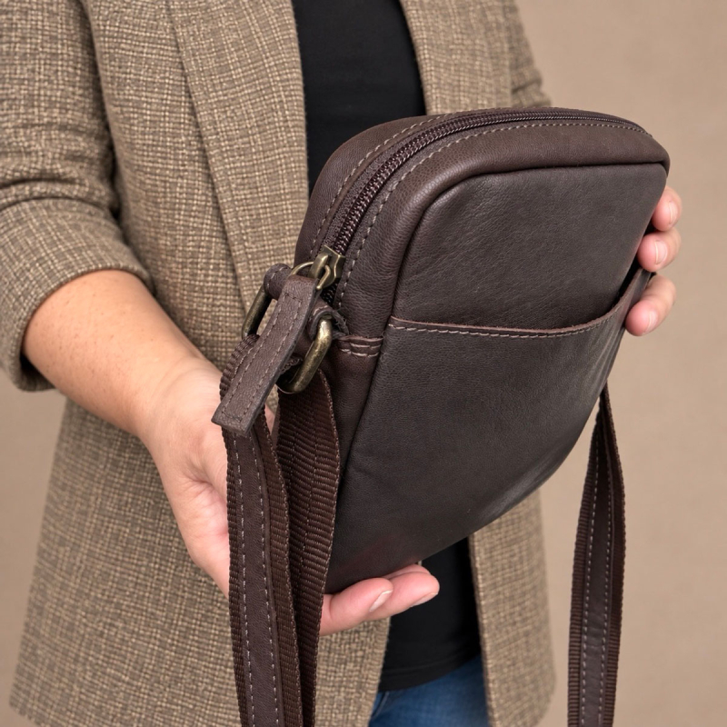 Ystad herre crossbody taske - Blød brun gedeskind - Freja skind