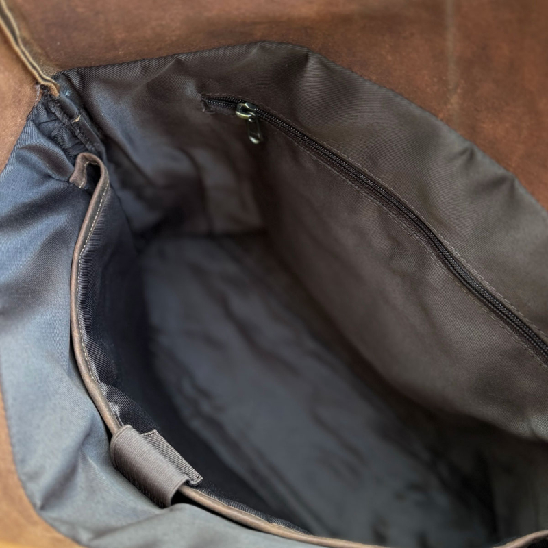 Zwolle rygsæt / skuldertaske til pc mm - hunter brun bøffelskind - Leather design - Freja skind