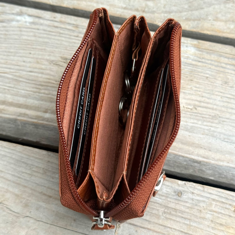 Freya dame pengepung i det fineste bøffelskind - cognac - SH 2504 - Leather design - Freja skind