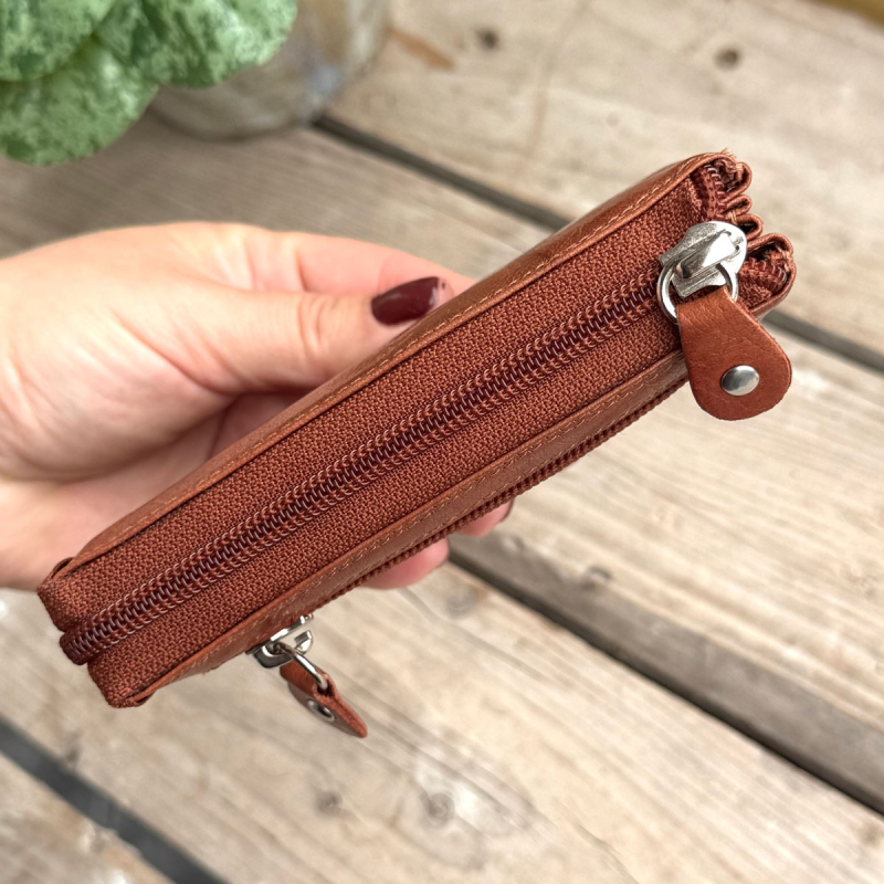 Freya dame pengepung i det fineste bøffelskind - cognac - SH 2504 - Leather design - Freja skind
