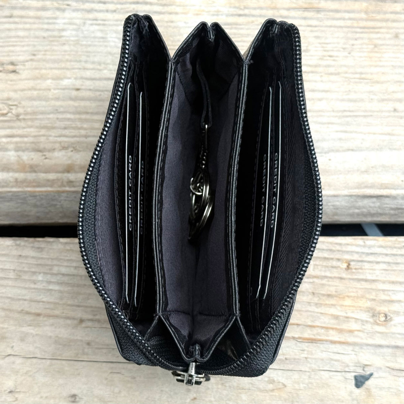 Freya dame pengepung i det fineste bøffelskind - sort - SH 2504 - Leather design - Freja skind