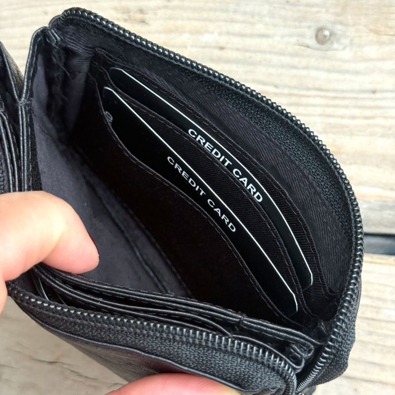 Freya damplånbok i det finaste buffelskinnet - svart - SH 2504 - Läderdesign - Freja skinn