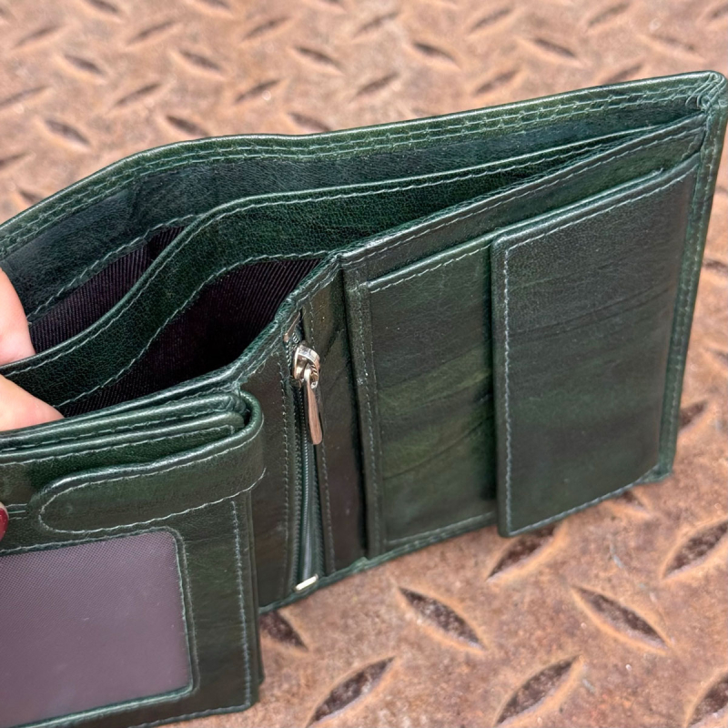 Loui pengepung i grøn blød bøffelskind - Leather design - Freja skind