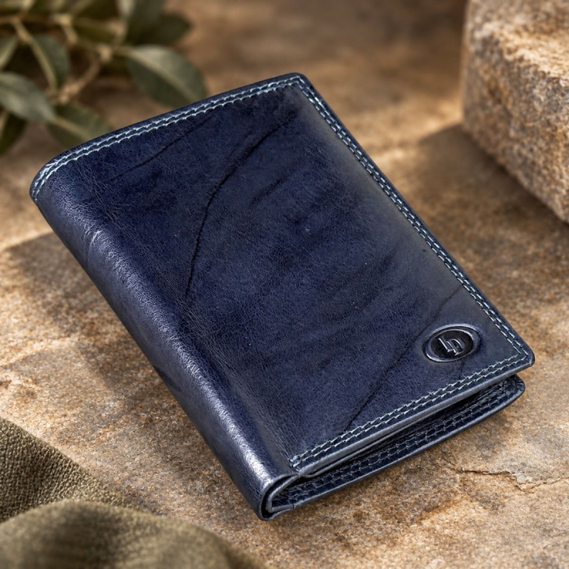 Loui pengepung i navy blå blød bøffelskind - Leather design - Freja skind