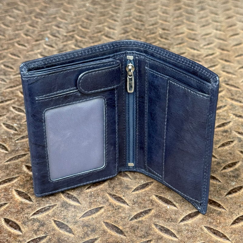 Loui pengepung i navy blå blød bøffelskind - Leather design - Freja skind
