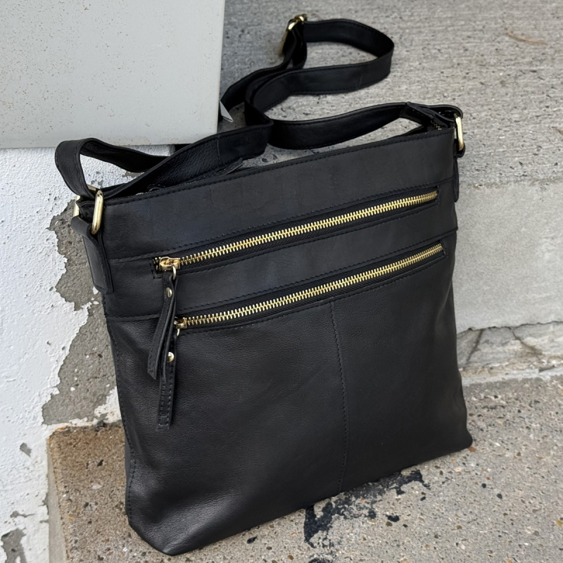 Tess crossbody taske - Blød kalveskind - sort - dame - Treats - Freja skind