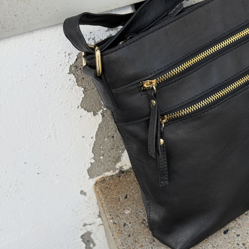 Tess crossbody taske - Blød kalveskind - sort - dame - Treats - Freja skind
