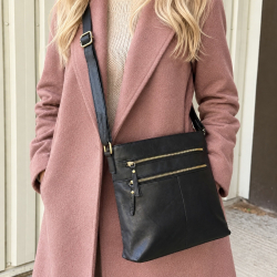 Tess crossbody taske - Blød sort kalveskind - Dame - Treats