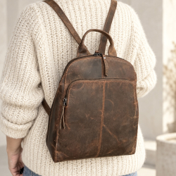 Alfrida dame skindrygsæk - Hunter brun bøffelskind - Leather design - Freja skind
