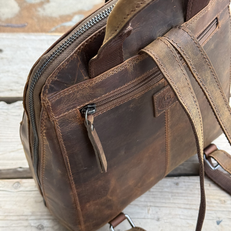 Alfrida dame skindrygsæk - Hunter brun bøffelskind - Leather design - Freja skind