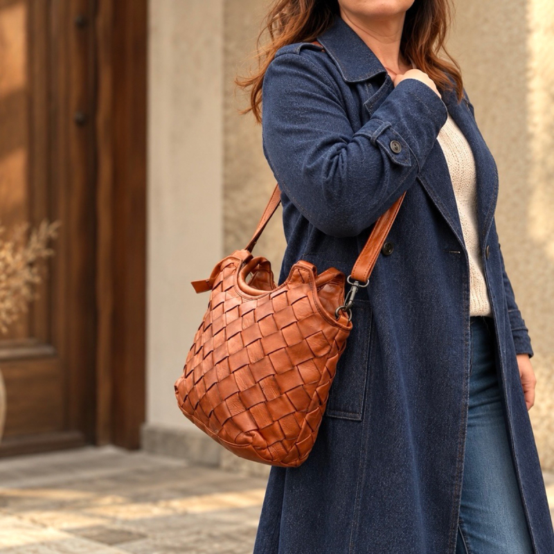 Fairfield crossbody väska - handväska - Cognac buffelskinn - Montana - Freja skinn