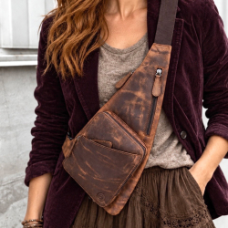 Calgary sleekbag i hunter brun bøffelskind - Leather design