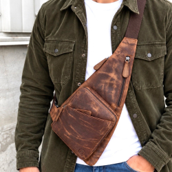 Calgary sleekbag i hunter brun bøffelskind - Leather design