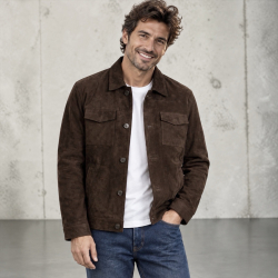 Brun herre ruskindsjakke - Notyz - Freja skind