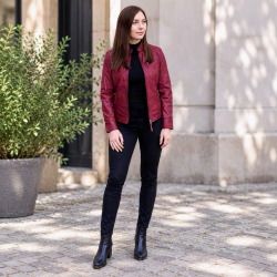Bordeaux dame skindjakke - blød lammeskind - Freja skind