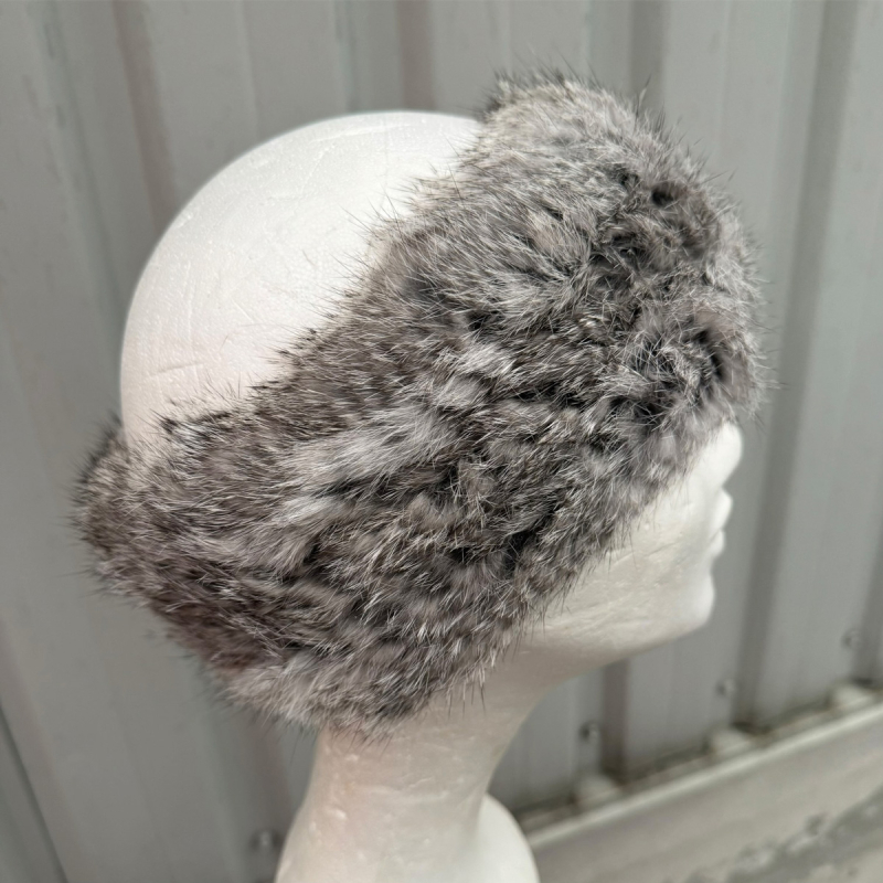 Pannband kaninpäls - Gråmix 30617 - Freja skind
