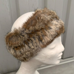 Päls pannband i stickad kanin - Brunmix 30617